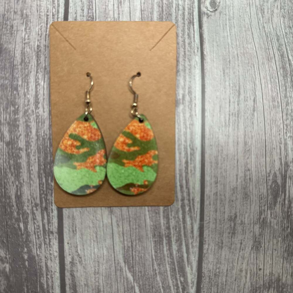 Camo Teardrop Earrings
